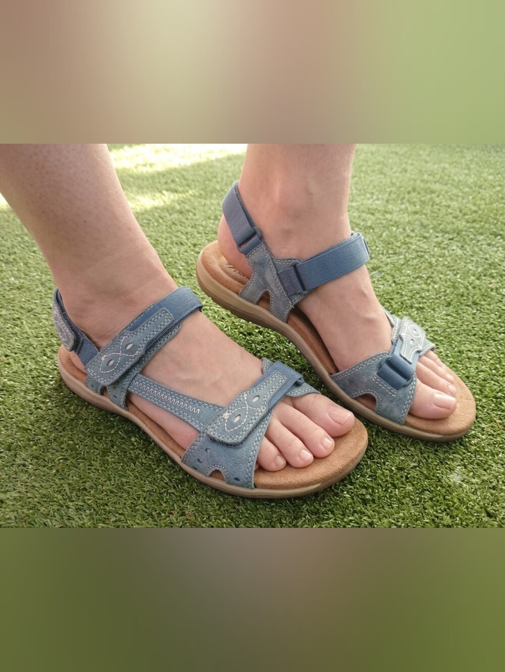 😍Earth Origins Women's Light Blue Strappy Comfort Sandals Size 8.5